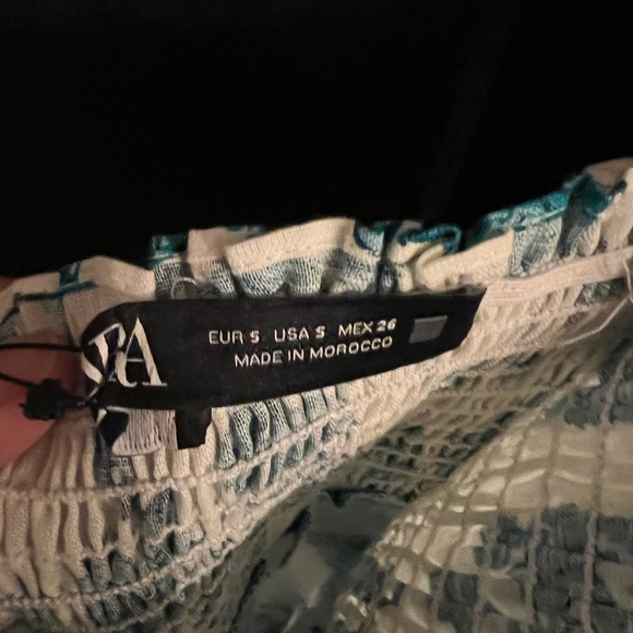 Zara linen blend floral print dress green floral small New with tags - Picture 5 of 5